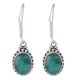 92.5 Sterling Silver Earrings With Green Onyx Eye Drop Earrrings