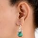 92.5 Sterling Silver Earring Green Jade Wire Hook Earrings