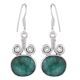92.5 Sterling Silver Earring Green Jade Wire Hook Earrings