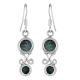 92.5 Sterling Silver Earrings Twin Malachite Round Drop Earrings