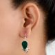92.5 Sterling Silver Earrings Oval Green Onyx Earrings
