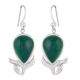 92.5 Sterling Silver Earrings Oval Green Onyx Earrings