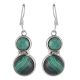 92.5 Sterling silver Earring Twin Round Green Malachite Hook Everday Earrring