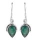 92.5 Sterling Silver Earrings Chrysoprase Drop Green Gem Stone