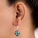 92.5 Sterling Silver Earrings Classic Green Corundum Earrings
