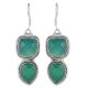 Sterling Silver Earrings Twin Green Onyx in Square And Teardrop Dangler Earrings