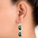 92.5 sterling silver Earrings Twin Green Malachite Earrings