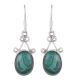 92.5 Sterling Silver Earings Oval  Malachite  Fancy Earrings