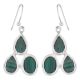 92.5 Sterling Silver Earings Three Studded  Malachite Earrings