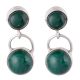 92.5 Sterling Silver Earings Twin Malachite Drop Fancy Earrings