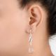 92.5 Sterling Silver Dangle Earrings Dolphin Rose Quartz  Earrings