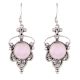 92.5 Sterling Silver Engraved Design Rose Quartz Fancy Earring