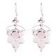 92.5 Sterling Silver Engraved Design Rose Quartz Fancy Earring