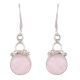 92.5 Sterling Silver EarringsNatural Pink Crystal Rose Quartz