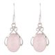 92.5 Sterling Silver Earrings  Rosy Quartz Hook Earrings