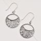 92.5 Sterling Silver Earrings Filigree Cut-out Disc Earrings