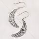 Sterling Silver Crescent Moon Pierced Dangle Earrings