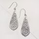 Long 92.5 Sterling Silver Filigree Earrings Bridal Wear