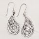 92.5 Sterling Silver Earrings Scrolled Design Paisley Frame Dangler Earrings