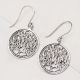 92.5 Sterling Silver Earrings Scrolled Engraved Circle Drop Earrings