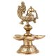 Brass Oil Lamp with Engraved Peacock Design