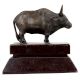 Brass Standing Ox Statue On a Wooden Stand