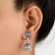 92.5 Sterling Silver Flower Jhumkis Silver Chandelier Earrings
