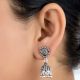 92.5 Sterling Silver Earrings Engraved Design Long Jhumkis