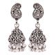 92.2 Sterling Silver Earrings Rose And Paisley Engraved Jhumkis