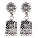 92.5 Sterling Silver Earrings Semi Circle Black Embossed Dotted Jhumki