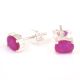92.5 Sterling Silver Earrings Semi Precious Pink Tourmaline Gemstone Stud Earrings