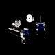 92.5 Sterling Silver Earrings Blue Spinel Semi Precious  Gemstone Stud Earrings