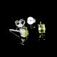 92.5 Silver Sterling Earrings Green Chyrsolite Cut Stone Stud Earrings