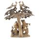 Brass Radha Krishna Sitting Under Tree with Peacock And Cow Metal Showpiece