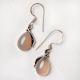 92.5 Sterling Silver Earrings Tear Drop Peach Moonstone  Danglers