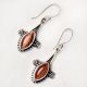 92.5 Sterling Silver Earrings Sun Stone Fish Design Dangler Drop Earrings