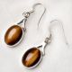 92.5 Sterling Silver Earrings  Oval Tiger Eye Dangler Earrings