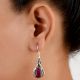 92.5 Sterling Silver Pink Tourmaline Stone Dangler Earrings
