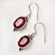 92.5 Sterling Silver Earrings Bezel Set Pink Tourmaline Simple Drop Earrings