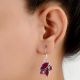 92.5 Sterling Silver Earrings Four Studded Pink Tourmaline Designer Earrings