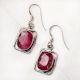 92.5 Sterling silver Earrings Oval Pink Tourmaline Set in Delicate Silver Frame Designer Earrings