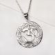 925 Sterling Silver Pendant Round Floral Border Om Symbol Pendant