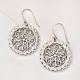 92.5 Sterling Silver Earrings Filigree Floral Disc Earrings
