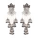 92.5 Sterling Silver Earrings Bahubali Four Layered Black Onyx Beads Jhumki  Earring