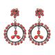 92.5 Sterling Silver Earrings Heavy Round Coral Stone Dangle Earring