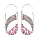 92.5 Sterling Silver Earrings Boho pink Tourmaline Semi precious Stones and Floral band
