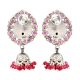 92.5 Sterling Silver Earrings Pink Tourmaline Floral Drop Earrings