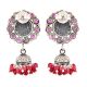 92.5 Sterling Silver Earrings Sunflower Design In Pink Tourmaline Designer Wear Earrings