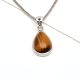 92.5 Sterling Silver Pendant Single Tiger Eye Pendant