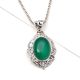 92.5 Sterling Silver Traditional Design Green Onyx Semi Precious Stone Pendant